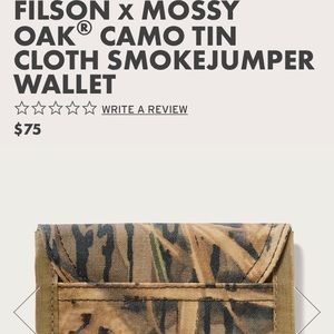 Filson Mossy Oak Smokejumper Camo Tin Cloth Wallet